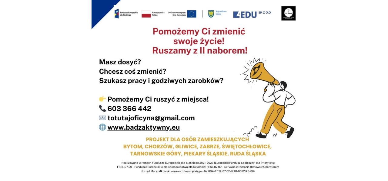 Zdobądź nowe kwalifikacje i znajdź pracę! Ruszył nabór do projektu "Bądź aktywny"