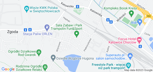 Mapa dojazdu Fun&Sport Sala Zabaw i Park Trampolin Świętochłowice