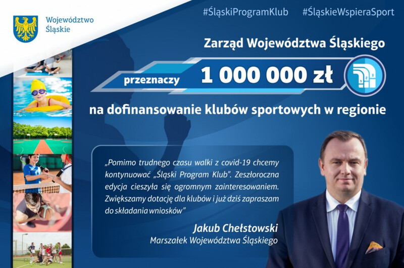 Milion złotych dla klubów sportowych z regionu w ramach Śląskiego Programu KLUB 2021