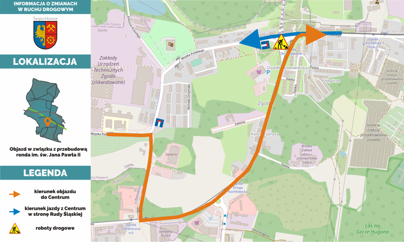 Remont ronda im. św. Jana Pawła II. Wyznaczone objazdy i spore utrudnienia dla kierowców